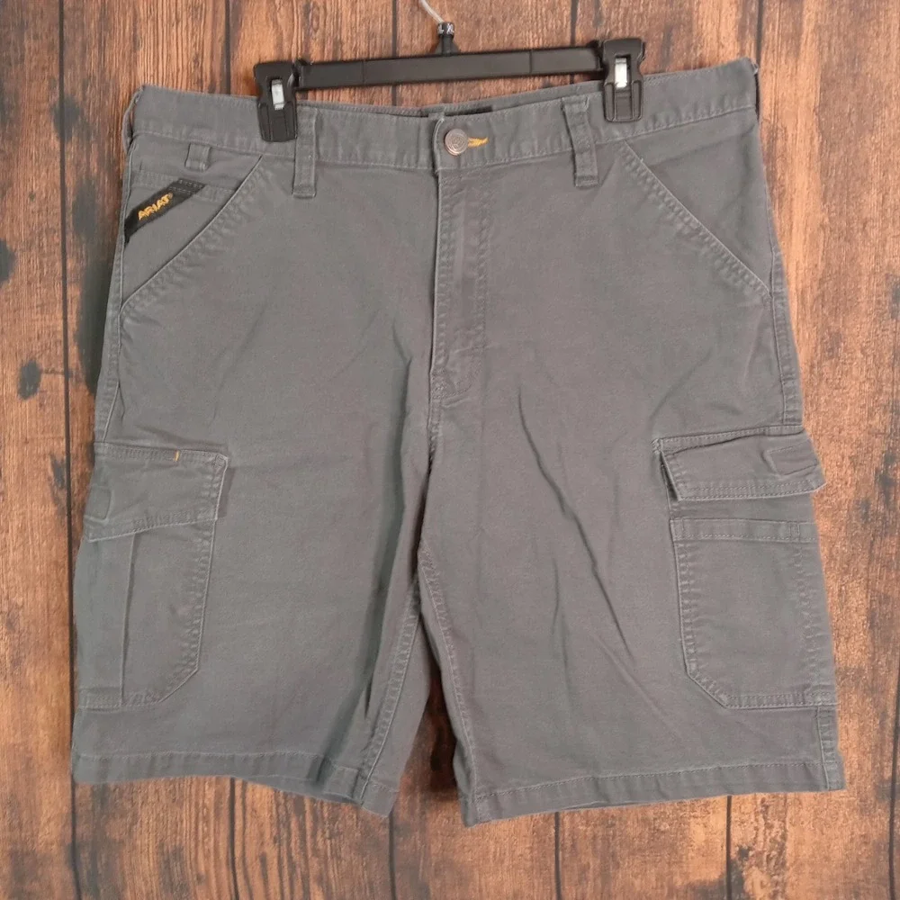 Ariat Rebar M4 Relaxed Mens Green Cargo Shorts 36 Workwear Cotton Spandex